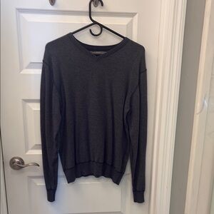 BKE Gray V-Neck Sweater Classic Knit